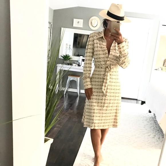 Pink Tartan Gucci Link beige brown dress size 6 - Picture 1 of 8